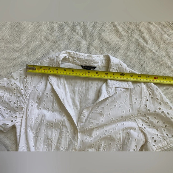 BROOKS Brothers 100% Cotton Eyelet Short Sleeve Midi Dress Size 6 (no belt) - Picture 14 of 16